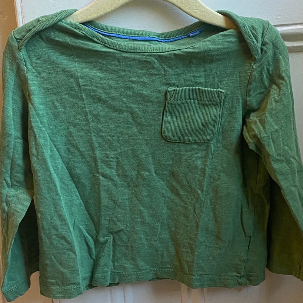 Baby Boden Green Long Sleeve Tee with Pocket